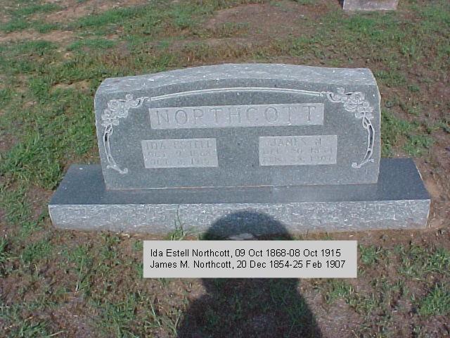 Tombstone of James M. and Ida Estelle Northcott