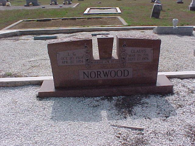 Tombstone of L. G. and Gladys Norwood