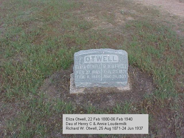 Tombstone of Richard W. and Eliza Otwell