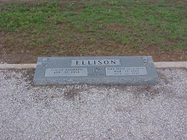 Tombstone of Phillip Woodard and Oma Maye Loudermilk Ellison