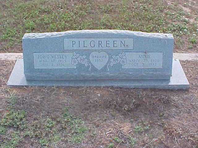 Tombstone of John Wesley and Annie Pilgreen