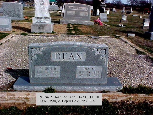 Tombstone of Reubin R. and Ida M. Dean