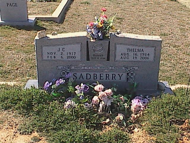 Tombstone of J. C. and Thelma Sadberry