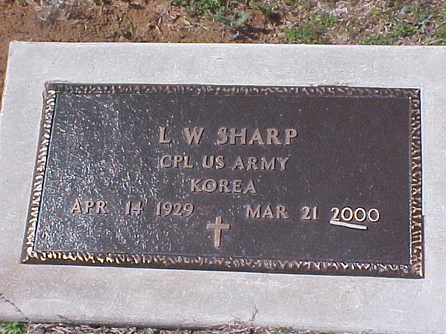 Tombstone of L. W. Sharp