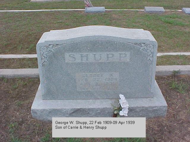 Tombstone of George W. Shupp