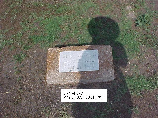 Tombstone of Sina Akers