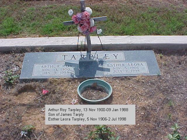 Tombstone of Arthur Roy and Esther Leora Tarpley