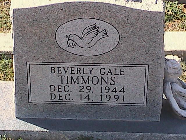 Tombstone of Beverly Gale Timmons