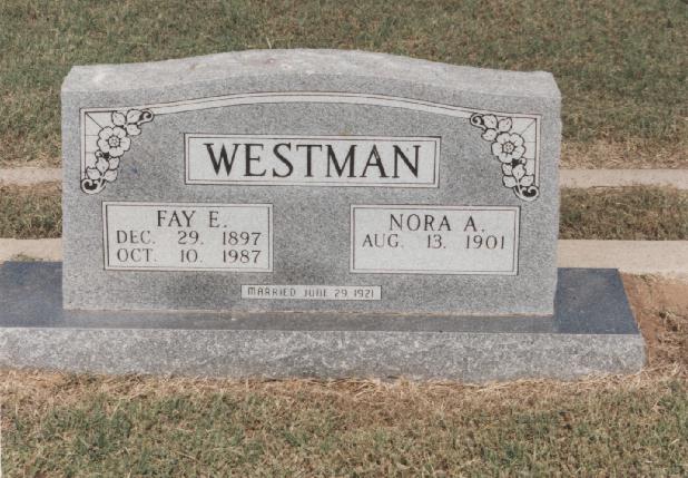 Tombstone of Fay E. and Nora A. Westman