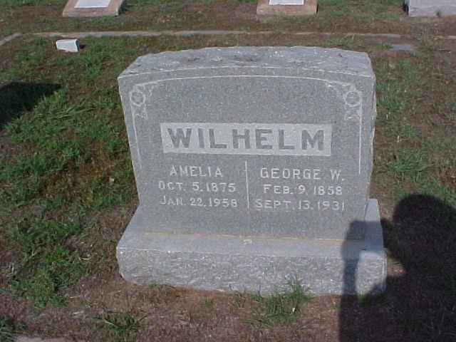Tombstone of George W. and Amelia Wilhelm