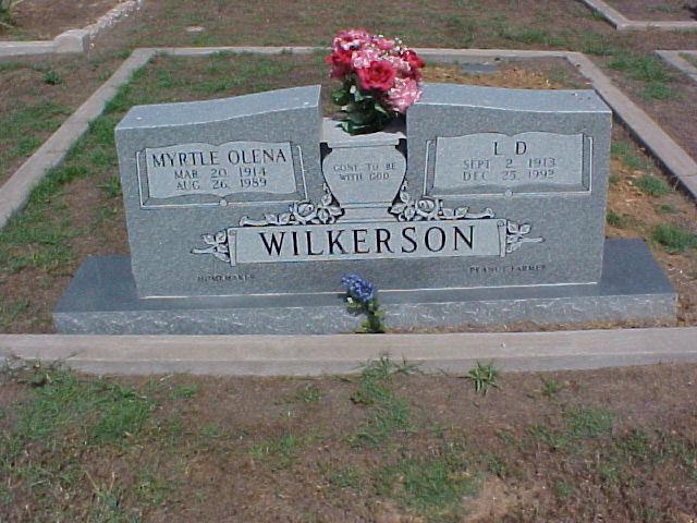 Tombstone of L. D. and Myrtle Olena Wilkerson
