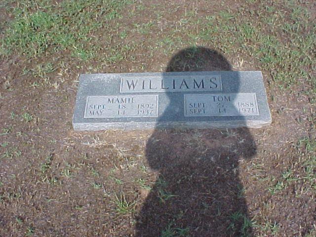 Tombstone of Tom and Mamie Williams