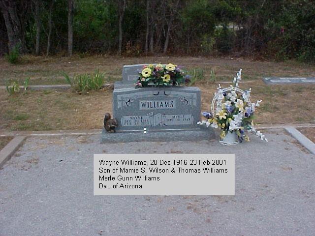 Tombstone of Wayne and Merle Williams