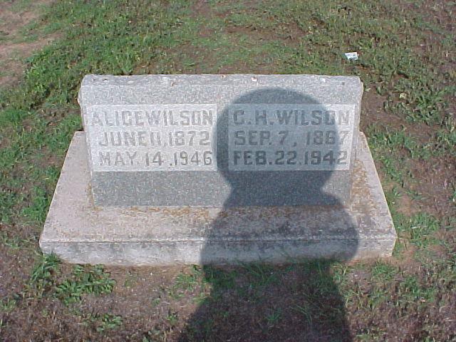 Tombstone of C. H. and Alice Wilson