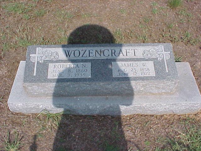 Tombstone of James W. and Roberta N. Wozencraft