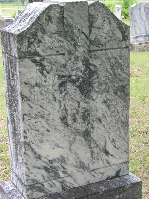 Tombstone of P. G. and Laura Johnson