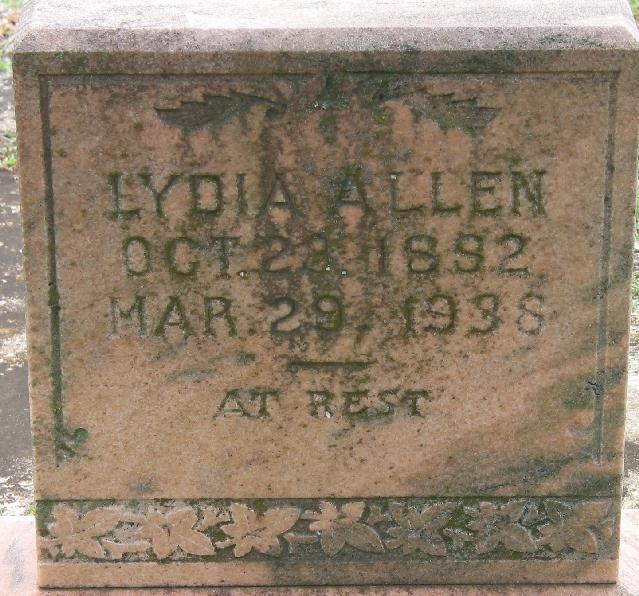 Tombstone of Lydia Allen