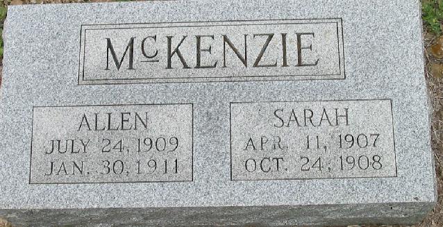 Tombstone of Allen and Sarah McKenzie