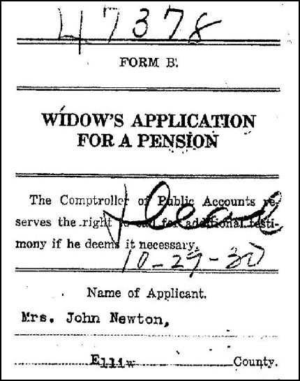 Widow's Application for a Pension