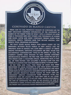 Historical Marker: Coronado in Blanco Canyon, Floyd County, Texas