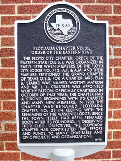 Historical Marker: Floydada Chapter No. 31, Order of the Eastern Star, Floyd County, Texas