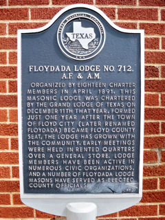 Historical Marker: Floydada Lodge No. 712, A. F. & A. M., Floyd County, Texas