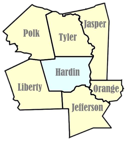 Map of Hardin County, Texas