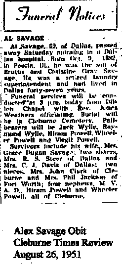 Alex Savage Obit