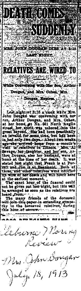 Mrs. John Dougan Obituary