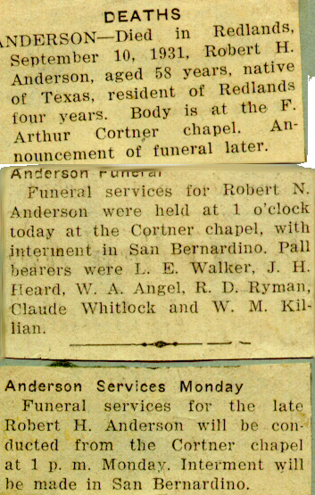 Robert H Anderson Obit